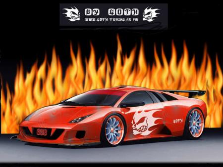 voiture flamme